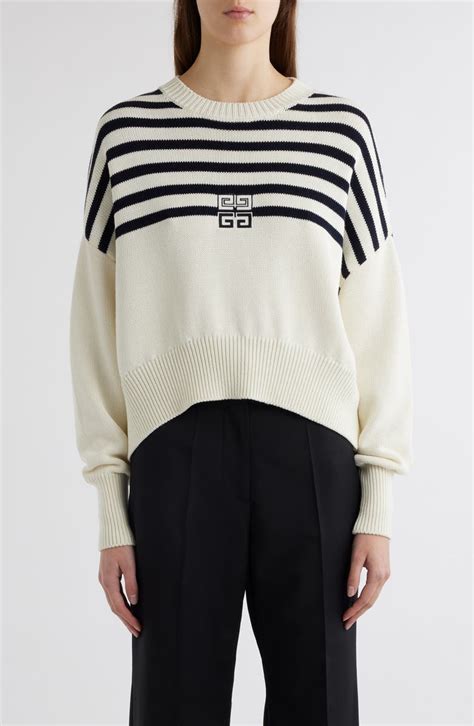 Givenchy Logo & Stripe Crewneck Sweater 